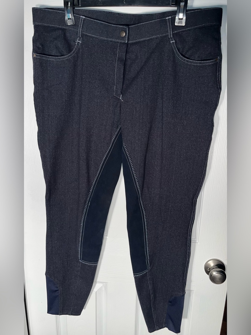 Women’s Ovation Horse Riding Pants Blue Breeches 36R Cotton Stretch Equestrian